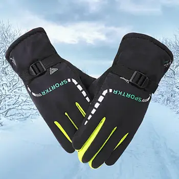 1 Пара перчаток для катания на лыжах Водонепроницаемые Лыжные перчатки Противоскользящие эластичные спортивные перчатки 0