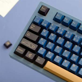 129 клавиш, вишневая высота, синий колпачок механической клавиатуры Samurai, настраиваемые аниме-колпачки для клавиш, колпачки для клавиш, механическая клавиатура