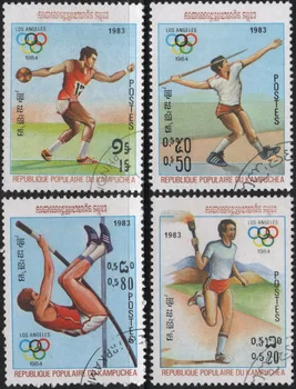 4 шт./компл. почтовых марок Камбоджи 1984 года с маркировкой спортивных игр, почтовые марки для коллекционирования