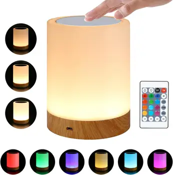 7 Цветов Ночник Сенсорный Сенсор Лампа Прикроватная Тумбочка Лампа для Детской Спальни USB Перезаряжаемый Затемняемый Теплый Белый Свет RGB Цвет