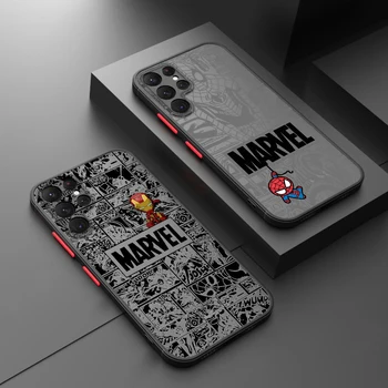 Marvel Железный Человек-Паук Для Samsung Galaxy S23 S22 S21 S20 FE Ultra Plus S10 Lite 5G Матовый Полупрозрачный Чехол Для Телефона