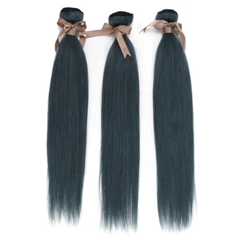 Remy Forte Синие Прямые пучки человеческих волос с застежкой Бразильские пучки плетения волос цветные 3 пучка с застежкой для женщин