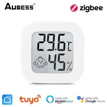 Tuya ZigBee Датчик температуры Влажности Внутренний Гигрометр Термометр Детектор Smart Life Control Поддержка Alexa Google Home