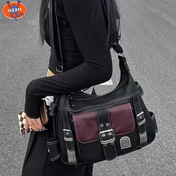 Y2K Винтажная сумка через плечо из высококачественной искусственной кожи, нейлоновая сумка-тоут, женская сумка для пригородных поездок, женские трендовые сумки BlacMessenger на молнии