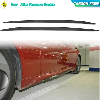 Автомобильные Боковые Юбки Из Углеродного Волокна Для Alfa Romeo Giulia Седан 4 Двери 2015 2016 2017 Добавить На Автомобильный Боковой Бампер Юбки Фартук Наклейка Для Губ