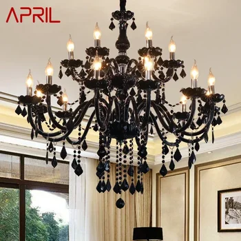 Апрельский хрустальный подвесной светильник в европейском стиле, лампа с черной свечой, Роскошная люстра для гостиной, ресторана, спальни, виллы