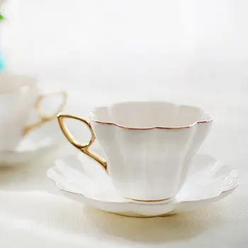 Белая Керамическая Кофейная Чашка С Блюдцем Простые Фарфоровые Чашки Для Послеобеденного Чая С Блюдцами Домашняя Гостиничная Посуда Для Напитков Керамические Чайные Чашки Британские Чашки 0