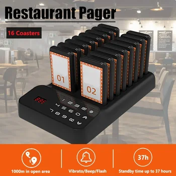 Беспроводной ресторанный зуммер Пейджеры 16 подставок для вызова гостей Система очередей для кофе десертов и бургеров Food Truck в магазине