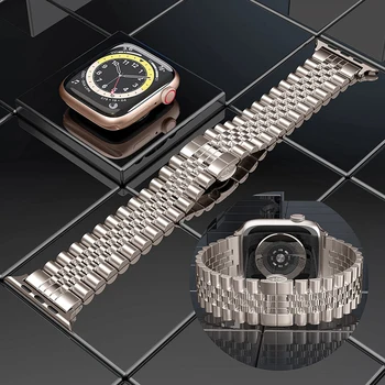 Для Apple watch серии 9 8 7-полосный 45 мм 44 мм 41 мм 40 мм ультра 49 мм деловой ремешок из нержавеющей стали для iwatch ultra2 se 6 5 4 3-полосный