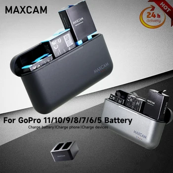 Зарядное устройство MAXCAM для GoPro11 hero 11 10 9 8 7 6 5 Смарт-быстрая зарядка внешнего аккумулятора Портативный блок питания 1720 мАч