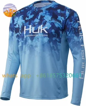 Зимняя одежда для рыбалки HUK Сохраняет тепло Уличная футболка с длинным рукавом Рыбацкая рубашка Защита от солнца Дышащая одежда для рыбалки с капюшоном
