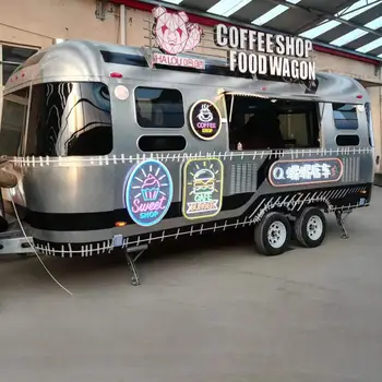 Изготовленный На Заказ Мобильный Кофейный трейлер Airstream Для Грузовиков Быстрого Питания С Прицепами, Полностью Оборудованная Тележка Для Кофе И Мороженого С Колесами Для Продажи