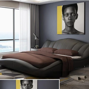 Каркас кровати из натуральной кожи, Современные мягкие кровати, Домашняя мебель для спальни cama muebles de dormitorio / камас кварто