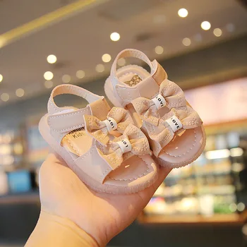 Летние сандалии для маленьких девочек 2023 года, женские сандалии для малышей 1-3 лет, Сандалии принцессы на нескользящей мягкой подошве, Милая Розовая Детская обувь на плоской подошве