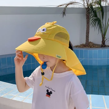Летняя Детская панама с широкими полями 360 °, защита от ультрафиолета, кепка для мальчиков и девочек, Детская Панама, Уличные Пляжные шляпы от солнца, Мультяшные Рыбацкие кепки