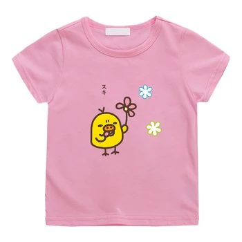 Милые футболки Kiroitori Yellow Chick с цветами для мальчиков/Девочек, детская Футболка с героями Мультфильмов, Повседневная Футболка из 100% хлопка с принтом