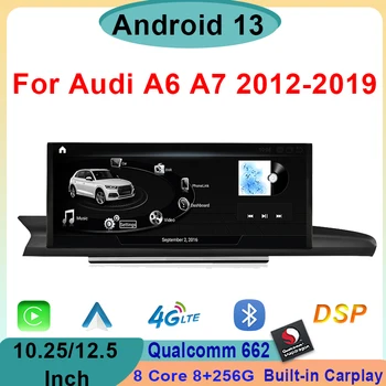 Мультимедийный Плеер Qualcomm Android 13 Для Audi A6 A7 C7 2012-2019 Автомобильный Радиоприемник Carplay Головное Устройство Стерео Авто GPS 4G Сенсорный Экран