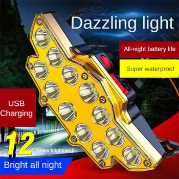 Налобный фонарь высокой мощности, USB-перезаряжаемый налобный фонарик, Наружный водонепроницаемый прожектор, мощный головной фонарь