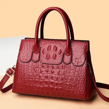 Новая роскошная женская сумка через плечо с крокодиловым узором 2023, модная кожаная дизайнерская сумка через плечо, женская однотонная сумка-мессенджер