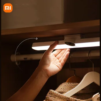 Ночник Xiaomi с датчиком движения Led USB Перезаряжаемая прикроватная тумбочка для спальни, регулируемая подсветка для кухонного шкафа