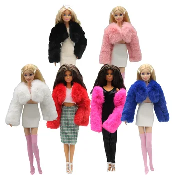 Однотонное короткое зимнее пальто для Барби, одежда, аксессуары для куклы 1/6, униформа, модная одежда, костюм, подарок для девочки