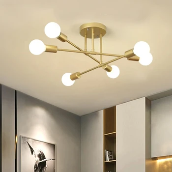 Подвесной светильник в скандинавском минималистичном стиле, потолочный светильник, светодиодная люстра, подходящая для спален, гостиных, освещение из черного золота