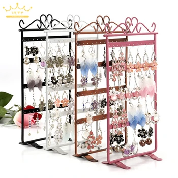 Подставка для показа сережек, ожерелья и браслета на 48 отверстий, металлическая подставка для хранения ювелирных изделий, держатель для сережек