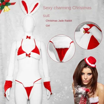 Рождественский наряд в сексуальном нижнем белье, рождественский наряд для девочки-кролика, комплект сексуального нижнего белья, униформа для косплея, наряд горничной