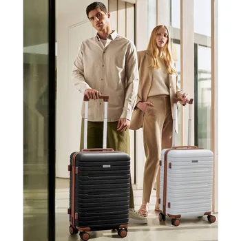Ручная кладь FIGESTIN с вращающимися колесиками, легкий 20-дюймовый ручной чемодан для ручной клади с замком TSA (бежевый) 0