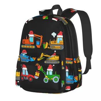 Рюкзак для экскаватора-бульдозера, шляпа Санта-Клауса, Рождественский автомобиль, дорожные рюкзаки для мальчиков, легкие эстетичные школьные сумки, рюкзаки
