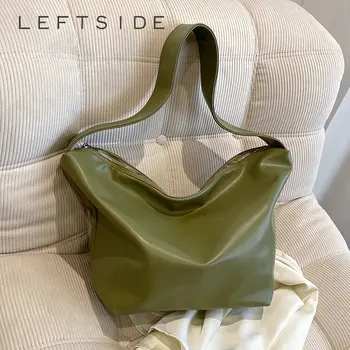 СЛЕВА однотонные сумки-хобо из искусственной кожи, весенний тренд 2023, женские большие дизайнерские Простые сумки, сумки через плечо большой вместимости