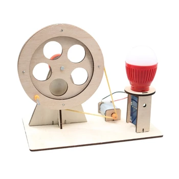 Сделай сам Собери Наборы для научных экспериментов с деревянным ручным кривошипным генератором электрической лампочки