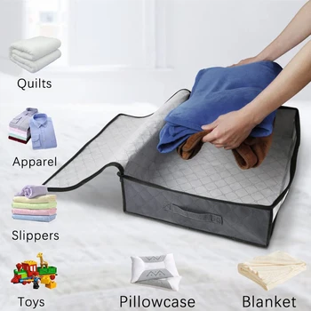 Сумка для белья Складная сумка для хранения одеяла Большая емкость Сумка для сортировки одеял с ручкой Пылезащитный органайзер для шкафа 0