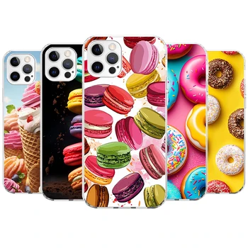 Чехол Для Телефона Macaron Ice Cream Cake Doughnut Для Apple iPhone 11 12 13 15 14 Pro 7 XR X XS Max 8 Plus + Mini SE С Индивидуальным Принтом S