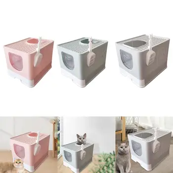 Ящик для кошачьего туалета с капюшоном, полностью закрытый кошачий туалет, портативный, легко снимаемый