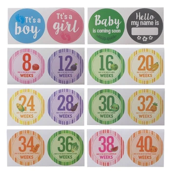 Набор наклеек для беременных из 16 объявлений о беременности, раскрывающих пол, Неделя 8-40 1