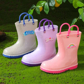 Новые переносные непромокаемые ботинки для мальчиков и девочек, детские нескользящие непромокаемые ботинки из ПВХ, водонепроницаемая водонепроницаемая обувь для студентов, резиновые сапоги 1