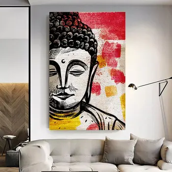 Разум Будды Картины на холсте Плакат с буддийской верой Красочные принты Вдохновляющая настенная художественная картина Украшение дома в гостиной 1