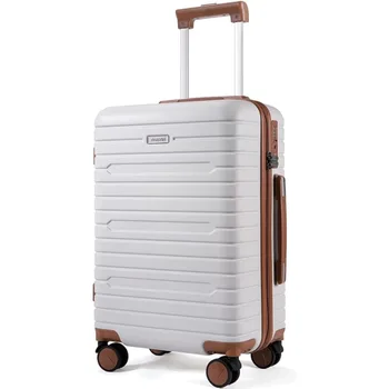 Ручная кладь FIGESTIN с вращающимися колесиками, легкий 20-дюймовый ручной чемодан для ручной клади с замком TSA (бежевый) 1