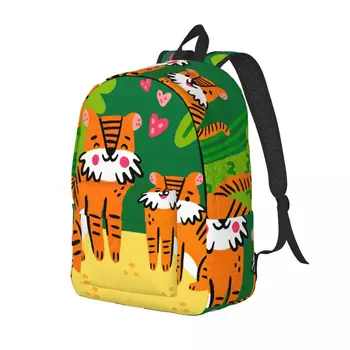 Рюкзак для ноутбука, уникальная школьная сумка с милыми лесными Тиграми, Прочный Студенческий рюкзак для мальчиков и девочек, дорожная сумка 1
