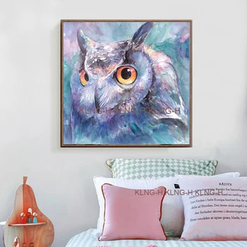 Pintura moderna hecha a mano, retrato de águila al óleo sobre lienzo para decoración para sala de estar y papel tapiz 2