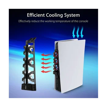 Для аксессуаров PS5 Охлаждающий Вентилятор со светодиодной подсветкой для PS5 Как дисковых, так и цифровых изданий Система охлаждения игровых аксессуаров 2