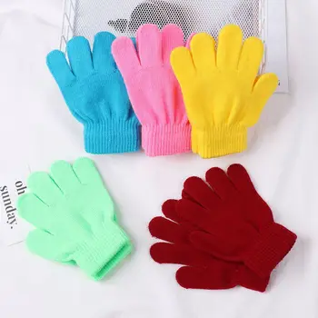 Теплые детские перчатки, трикотажные эластичные детские 2