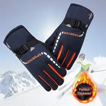 1 Пара перчаток для катания на лыжах Водонепроницаемые Лыжные перчатки Противоскользящие эластичные спортивные перчатки 3