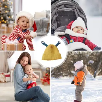Зимняя шапка для малышей с милыми глазами животных, детская вязаная теплая шапочка, детская зимняя шапка, вязаная шапочка для малышей 3