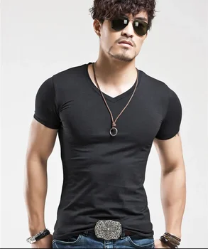 Мужская футболка A2458 с короткими рукавами, Черные колготки, мужские футболки для фитнеса в мужской одежде 3