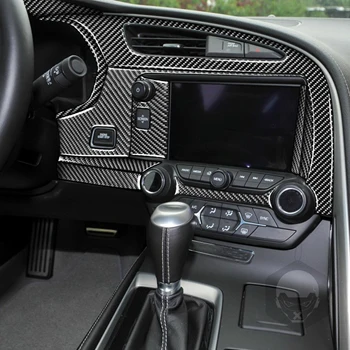 Для Chevrolet corvette C7 14-19 Центральный дисплей управления из углеродного волокна, переключающий подъемную панель стакана воды, подходит для наклеек интерьера автомобиля 4