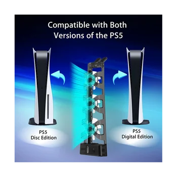 Для аксессуаров PS5 Охлаждающий Вентилятор со светодиодной подсветкой для PS5 Как дисковых, так и цифровых изданий Система охлаждения игровых аксессуаров 4