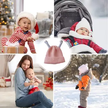 Зимняя шапка для малышей с милыми глазами животных, детская вязаная теплая шапочка, детская зимняя шапка, вязаная шапочка для малышей 4