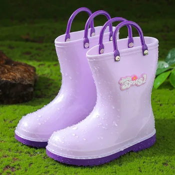 Новые переносные непромокаемые ботинки для мальчиков и девочек, детские нескользящие непромокаемые ботинки из ПВХ, водонепроницаемая водонепроницаемая обувь для студентов, резиновые сапоги 4